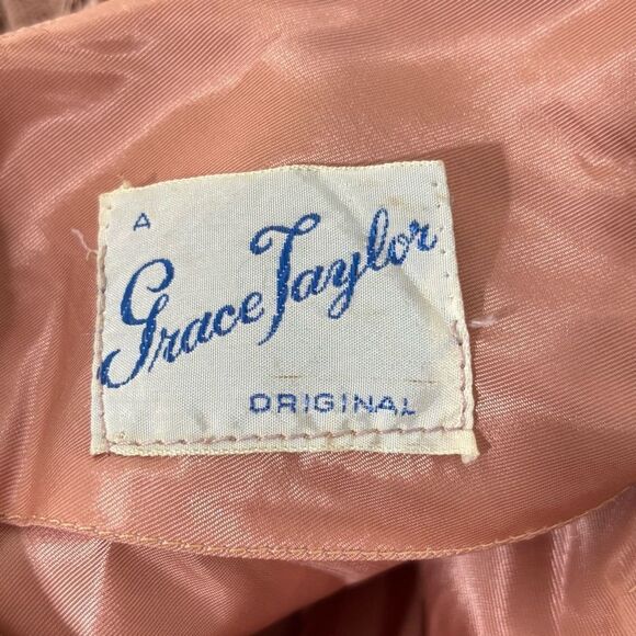 Vtg 50s 60s Lace Midi Dress Dusty Rose Sz S Mid-Century Elegant Old Money Party - Picture 3 of 13